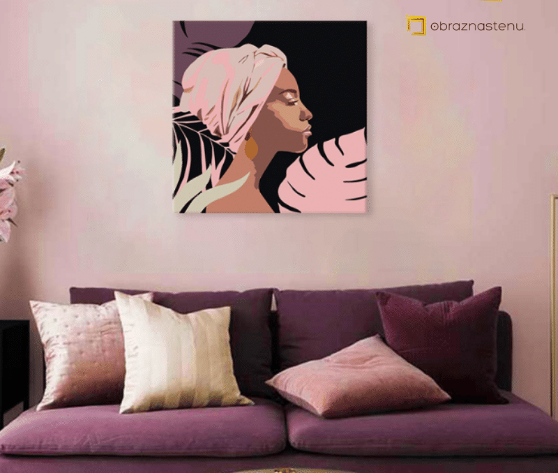 Žena s turbánom - malovanie podla cisel, Obraz do obývacky nad sedacku